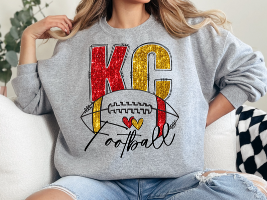 KC Football Faux Glitter Sweatshirt