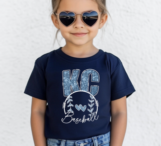 KC Baseball Faux Glitter Youth T's