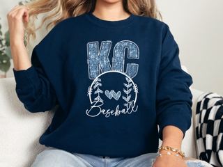 KC Baseball Faux Glitter Sweatshirt/Hoodie