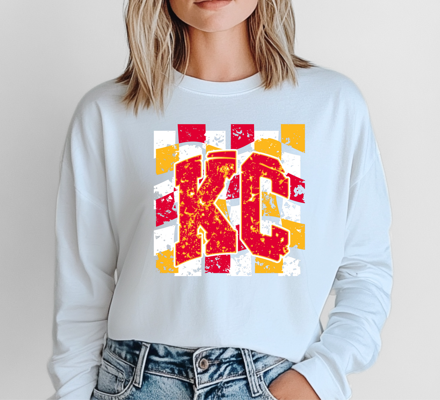 KC Checkered Vintage Long Sleeve Tee