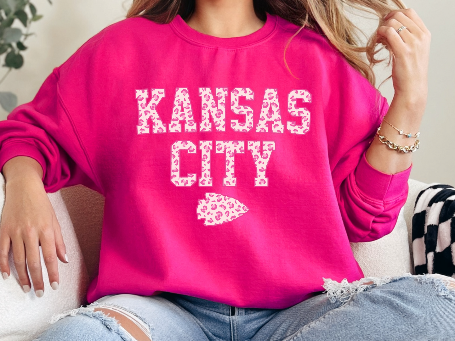 Kansas City Pink Leopard Sweatshirt/Hoodie