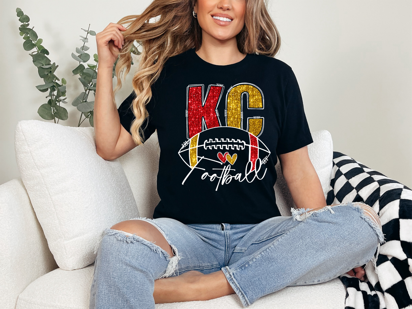 KC Football Faux Glitter Tee