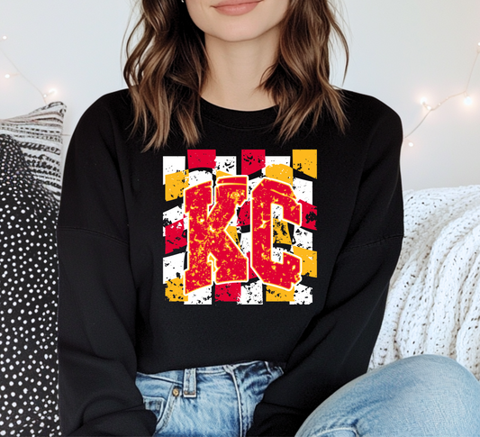 KC Checkered Vintage Long Sleeve Tee