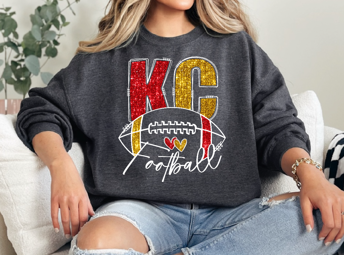 KC Football Faux Glitter Sweatshirt