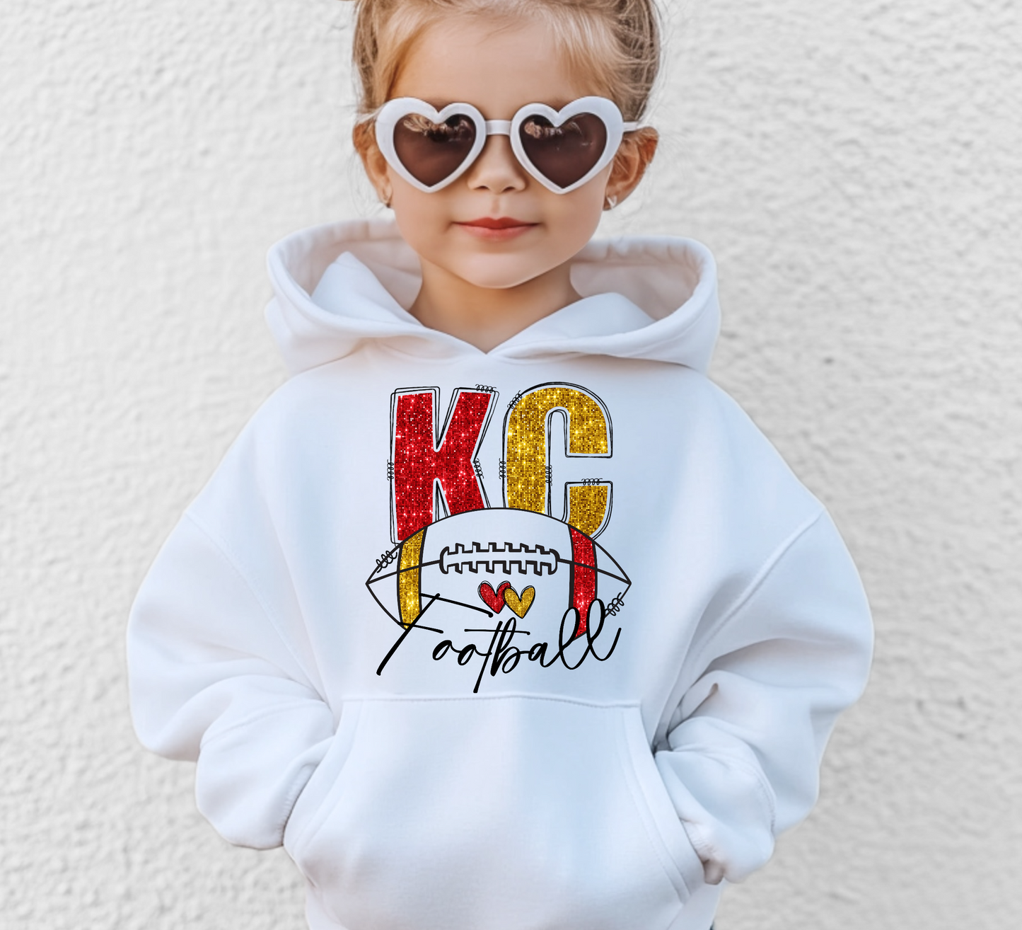 Youth KC Football Faux Glitter Sweatshirt/Hoodie