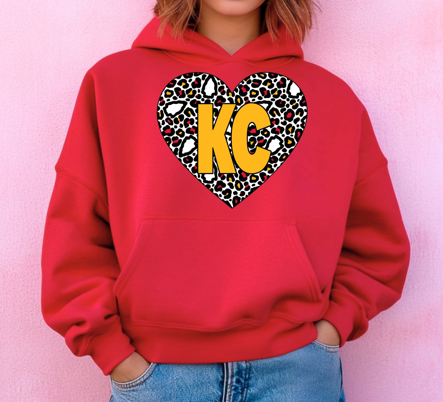 KC Leopard Arrowhead Heart Sweatshirt/Hoodie