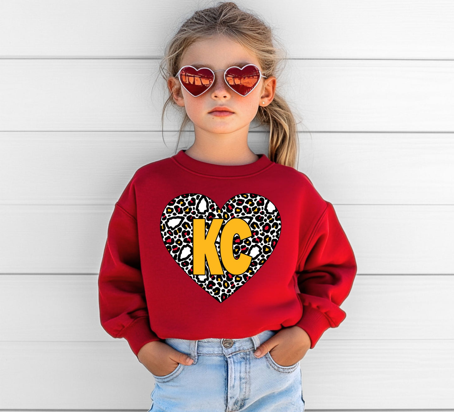 Youth KC Leopard Arrowhead Heart