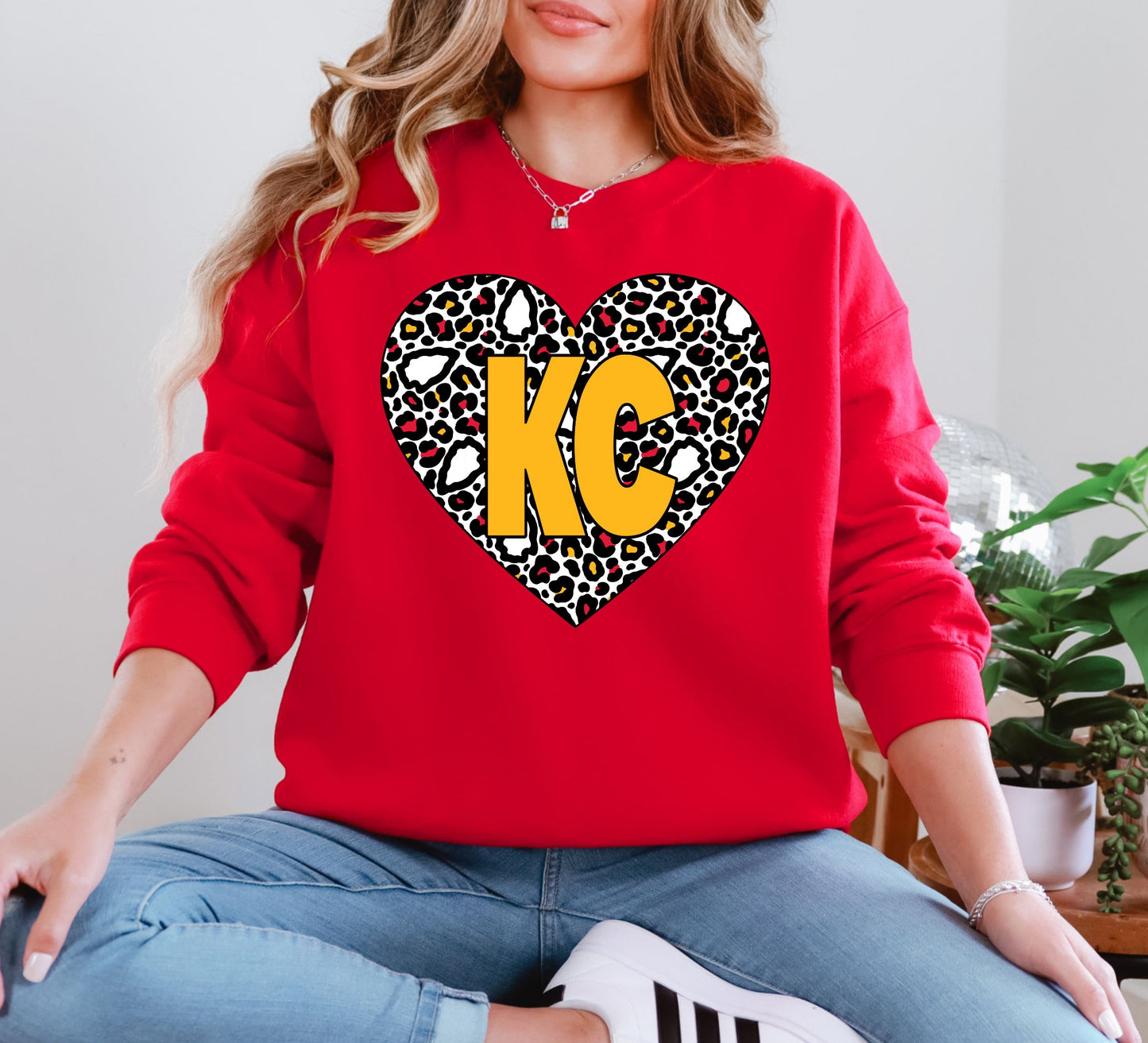 KC Leopard Arrowhead Heart Sweatshirt/Hoodie