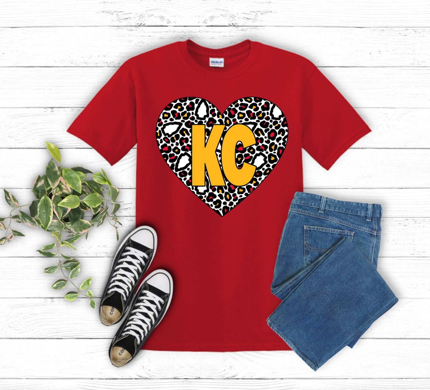 Youth KC Leopard Arrowhead Heart