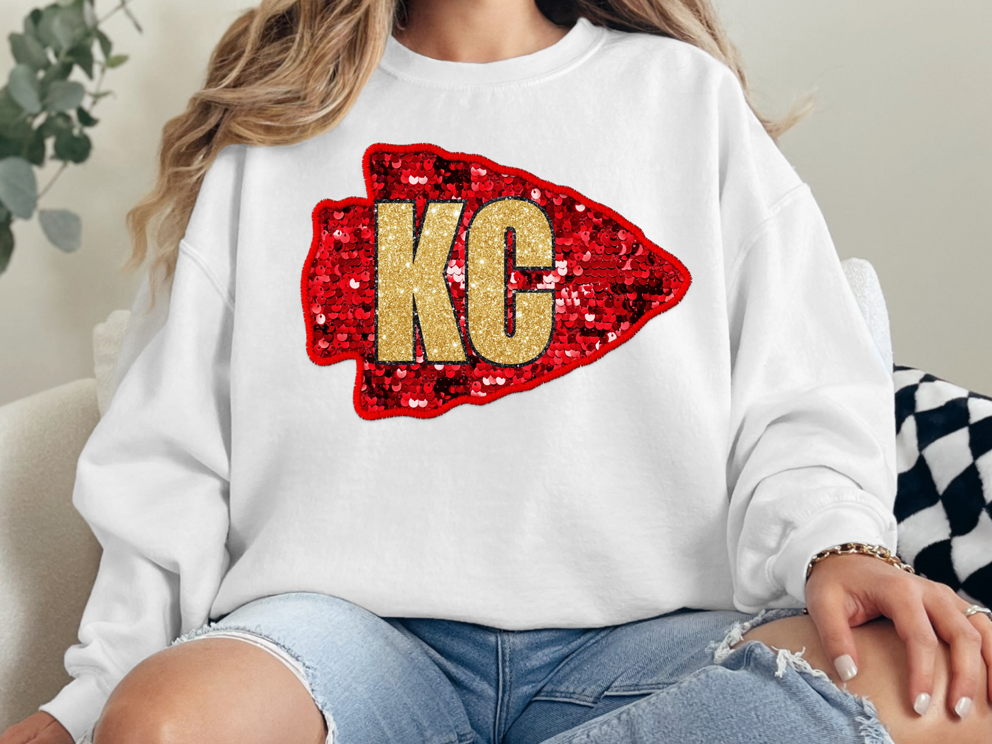 KC Faux Sequin Arrowhead Sweatshirt