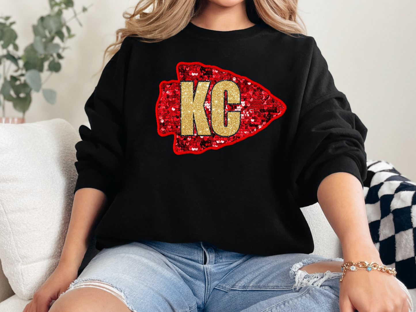 KC Faux Sequin Arrowhead Sweatshirt