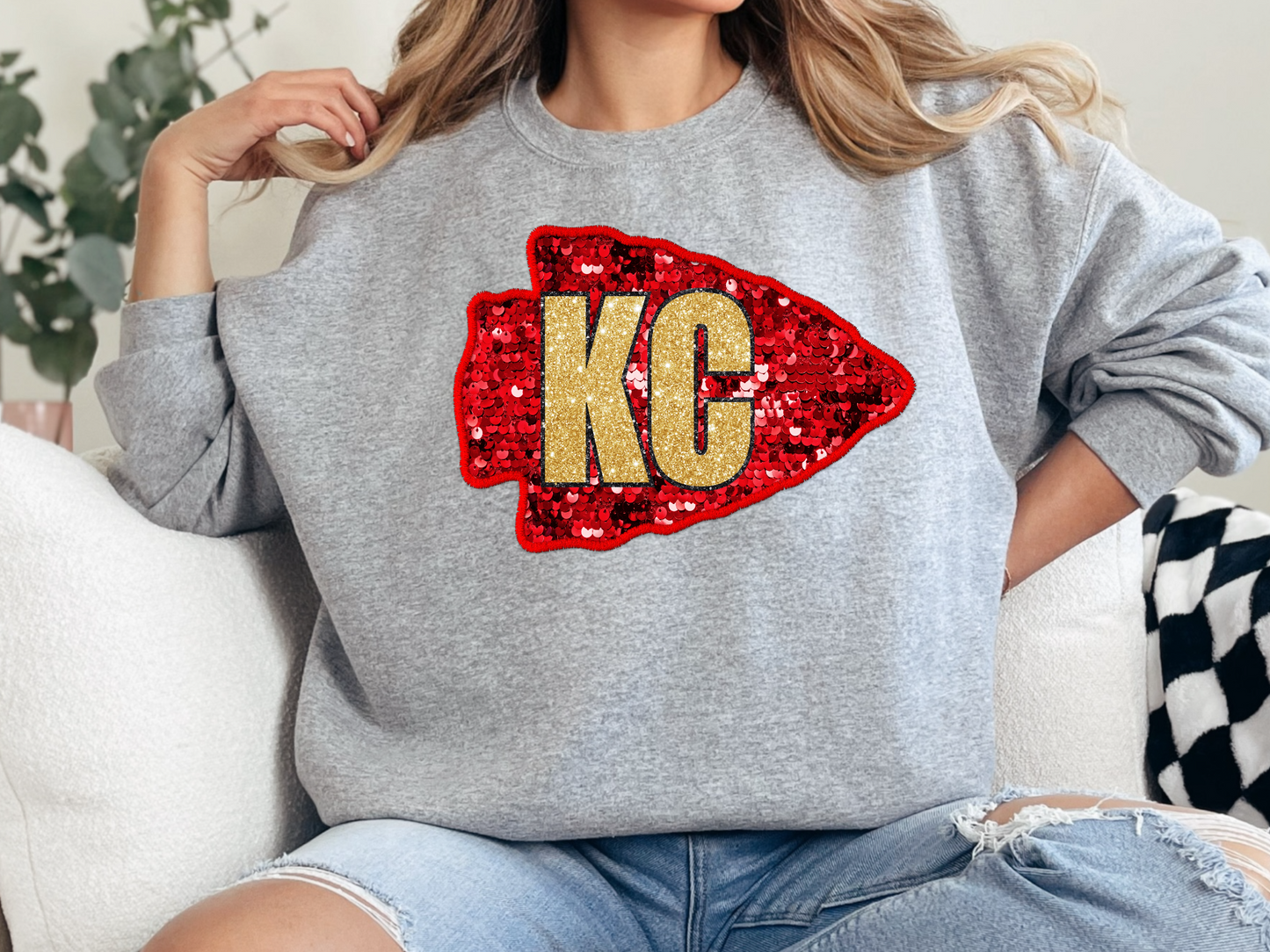 KC Faux Sequin Arrowhead Sweatshirt