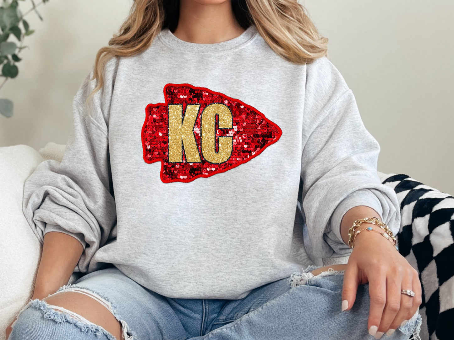 KC Faux Sequin Arrowhead Sweatshirt