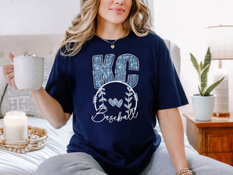 KC Baseball Faux Glitter Tee